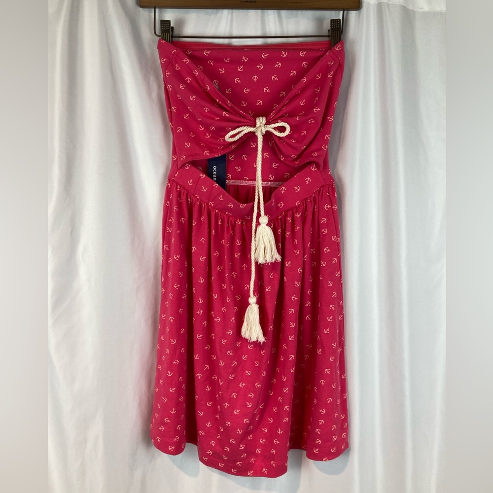 Ocean Drive Tie Back Strapless Dress size M Pink
